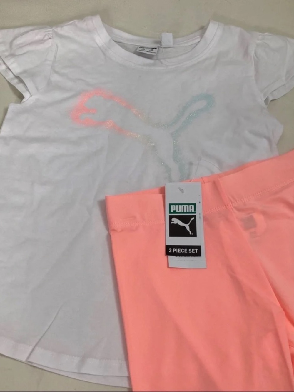 Puma sparkly cute peach color leggings set 4047 - Picture 3 of 6
